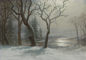 150の主題の芸術作品 Painting - ヨセミテの冬 アメリカ人アルバート・ビアシュタットの雪景色